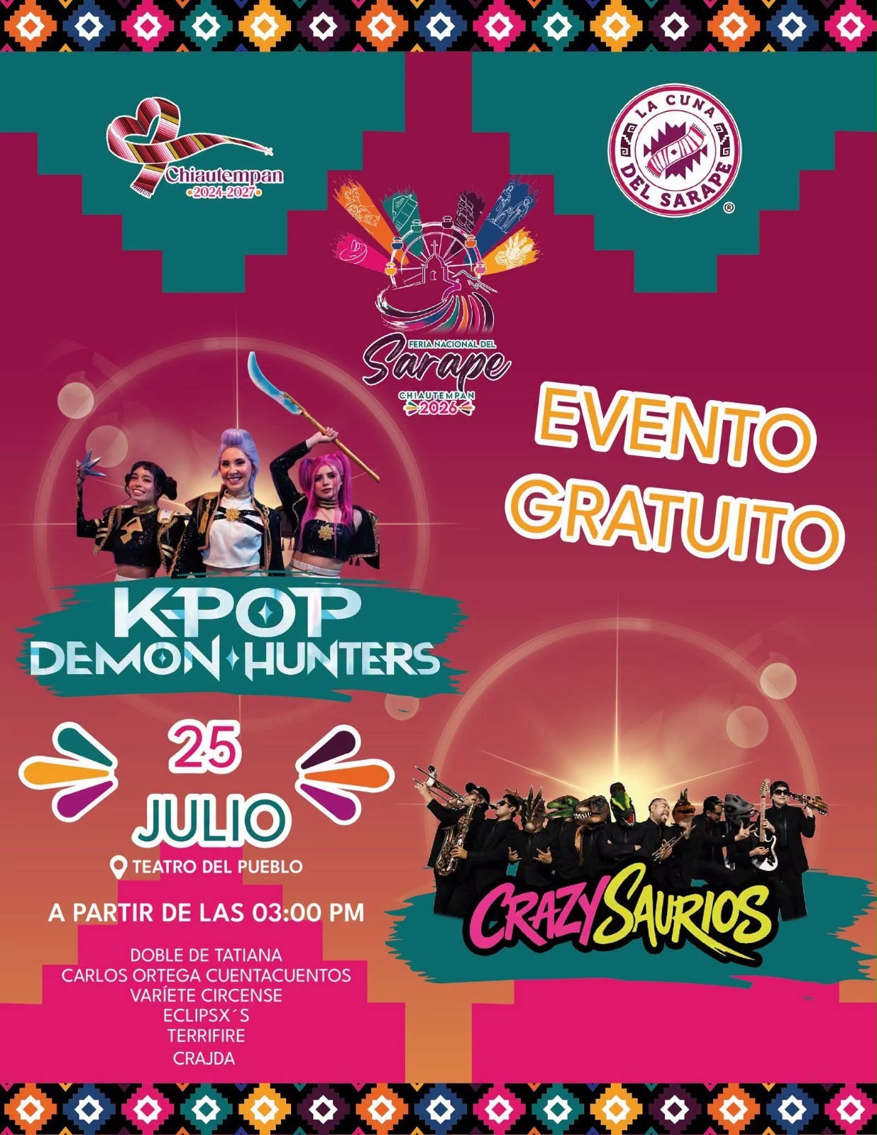 La infancia y la juventud tomarán el escenario en la Feria Nacional del Sarape Chiautempan 2026